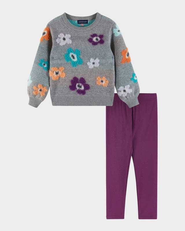 Girl's Floral Sweater & Pants Set, Size 2T-6X